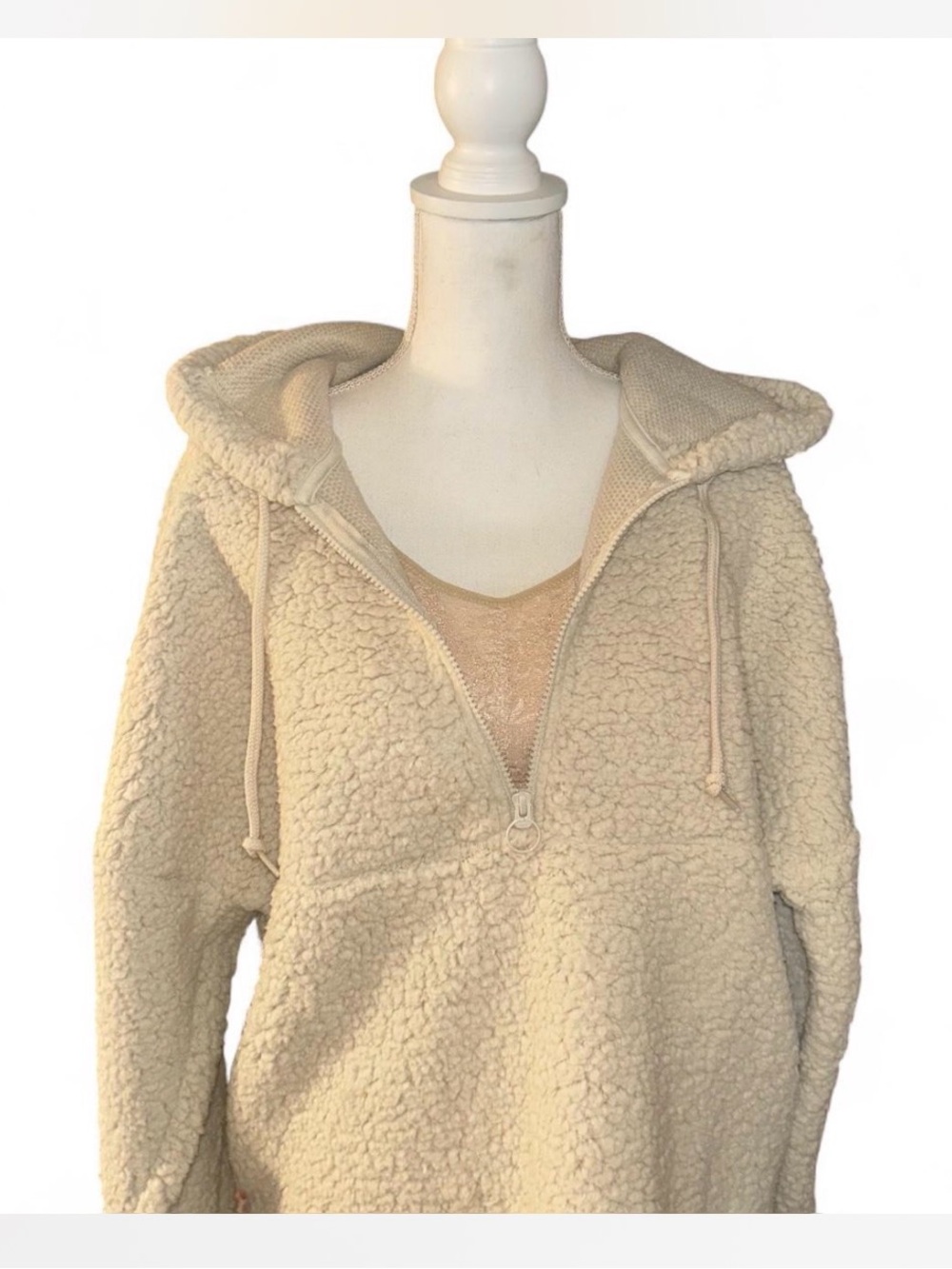 Victoria's Secret Cream Sherpa Half-Zip Hoodie - Picture 3 of 9